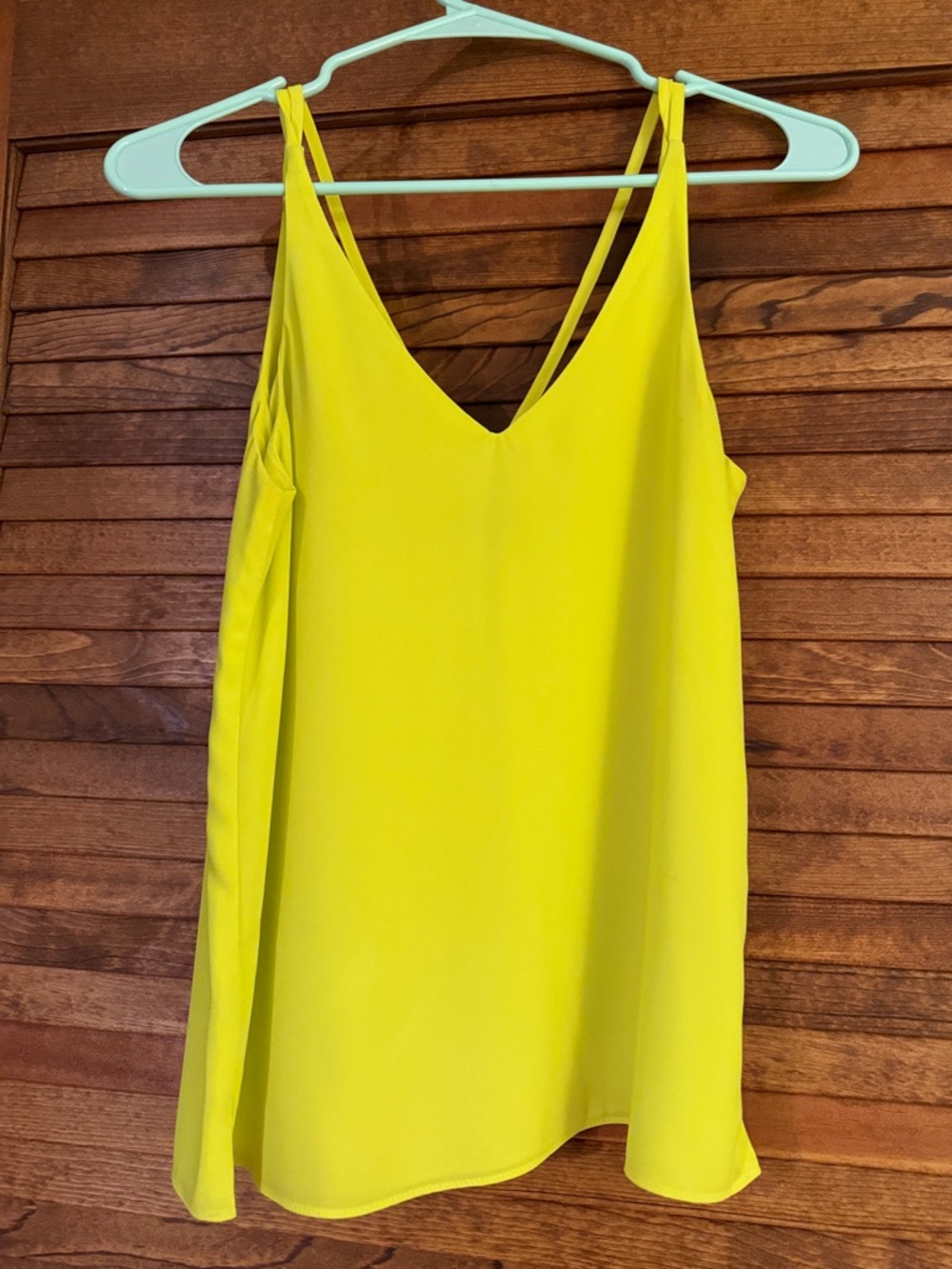 Topshop Neon Yellow V-Neck Spaghetti Strap Tank